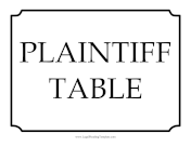 Plaintiff Table Sign