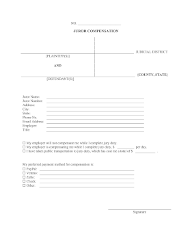 Juror Compensation legal pleading template