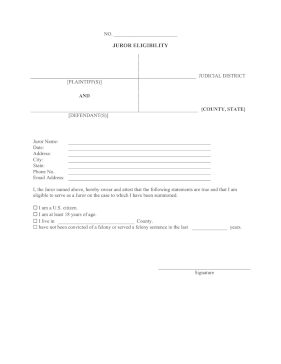 Juror Eligibility legal pleading template