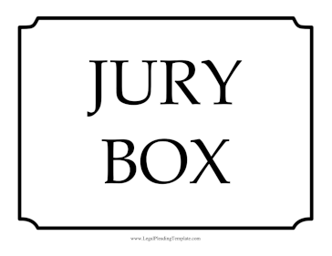 Printable Jury Box Sign Legal Pleading Template