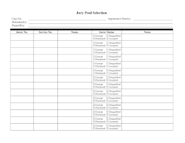 Jury Pool Selection Tracker legal pleading template