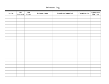 Subpoena Log legal pleading template